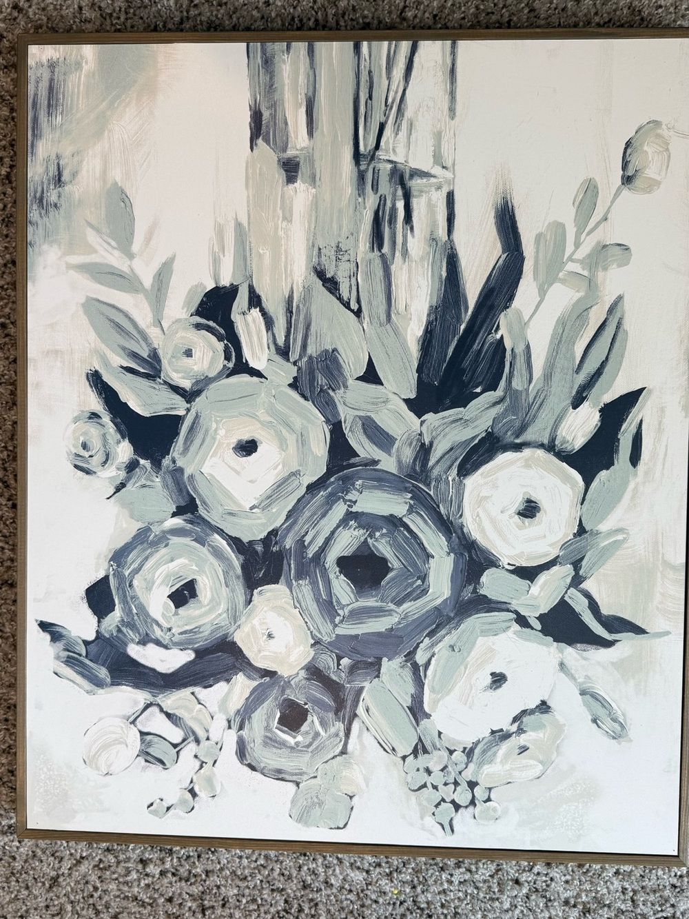 Hobby Lobby Blue and White Botanical Brushstroke Canvas